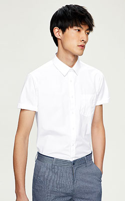 HLA/海澜之家简约商务正装衬?018夏季新品质感绅士短袖衬衫? alt=