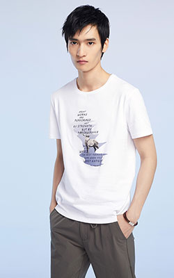 HLA/海澜之家创意环保图案短袖T?018夏季新品舒适透气男士T? alt=